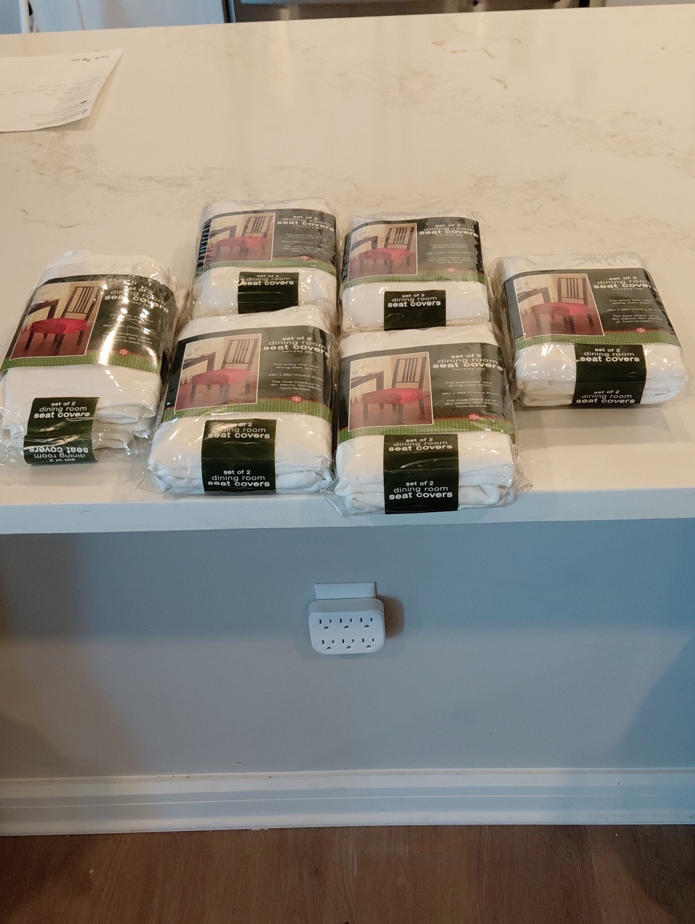 12 HOLiDAY White Dining Chair Seat Covers —6  PACKS OF 2 In EACH NEW IN PACKAGE.